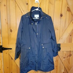 Cole Haan Packable Rain Coat Womens Size Medium Navy